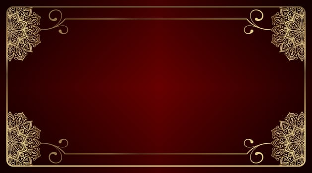 Red background  with golden mandala vector