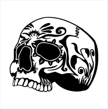 human skeleton skull logo, skull silhouette isolated on white background. skull vector, horrible human skull head silhouette clip art vector