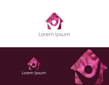 Charity and care home logo design. People in home vector icon.