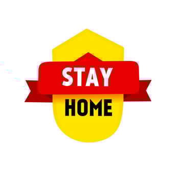 Stay home banner icon. Flat vector illustration.