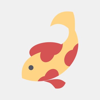 Icon koi fish. Chinese New Year celebration elements. Icons in flat style. Good for prints, posters, logo, party decoration, greeting card, etc. vector