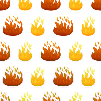 Seamless pattern with fire flame on white background. Vector illustration.