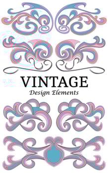 Set of vintage elements for design. Swirl floral elements for design. vector
