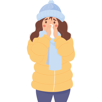 girl is frozen and wipes her nose png