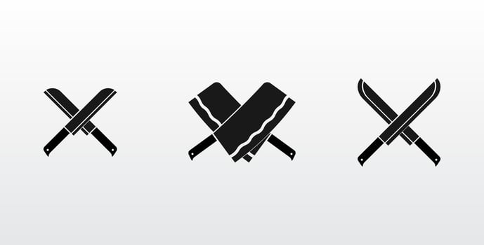 set of cross kitchen knife illustration vector