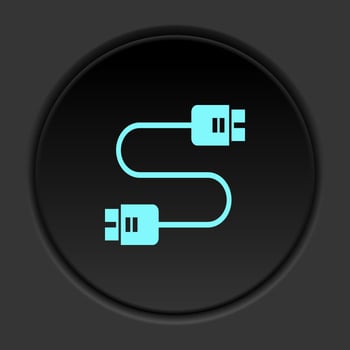 Round button icon, Database, server, plug in. Button banner round, badge interface for application illustration on dark background vector
