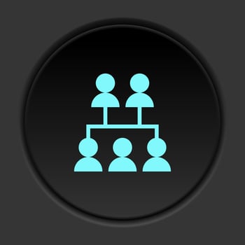 Round button icon, Database, server, network. Button banner round, badge interface for application illustration on dark background vector