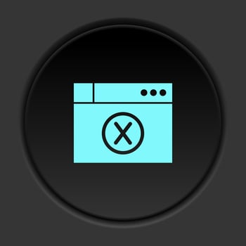 Round button icon, Database, server, browser. Button banner round, badge interface for application illustration on dark background vector