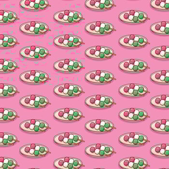 cute dango food pattern japanese dessert illustration in flat design vector