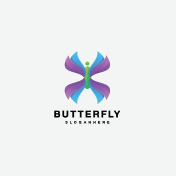 butterfly design logo gradient colorful vector