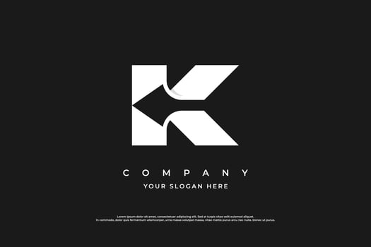 Letter K Arrow Logo Design Vector Template