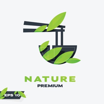 Noodle Nature Leaves Logo vector