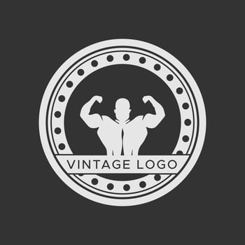 Gym logotype.Vintage Fitness logos. Circle Shape. Retro Style Logo template.White color. vector