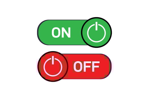 Power On Off red and blue button for vector illustration.