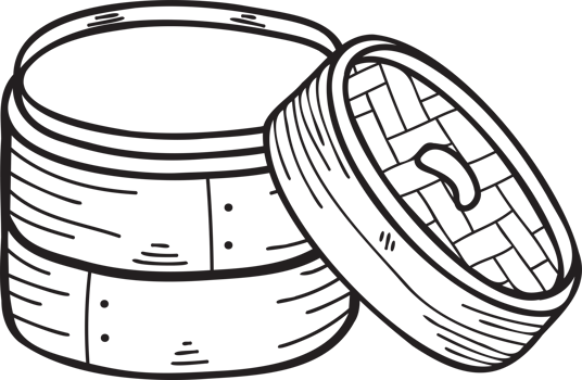 Hand Drawn bamboo tray for Chinese and Japanese food illustration png