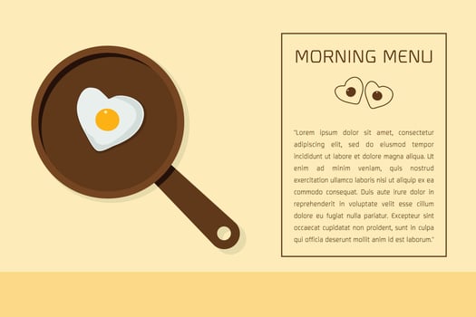 Fried egg on pan Vector illustration.