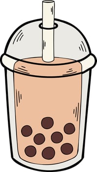 Hand Drawn Bubble Milk Tea illustration vector