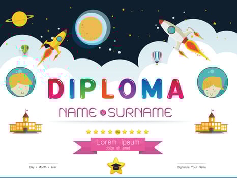 Certificate kids diploma vector