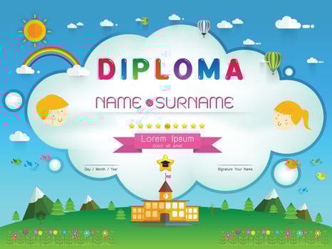 Certificate kids diploma vector