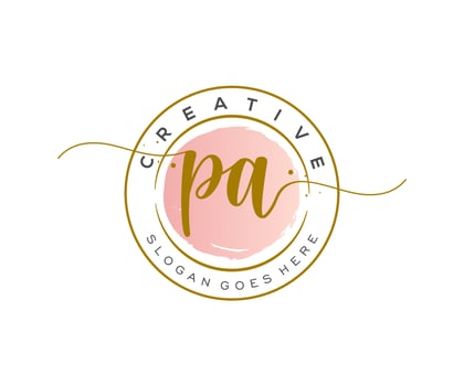 initial PA Feminine logo beauty monogram and elegant logo design, handwriting logo of initial signature, wedding, fashion, floral and botanical with creative template. vector