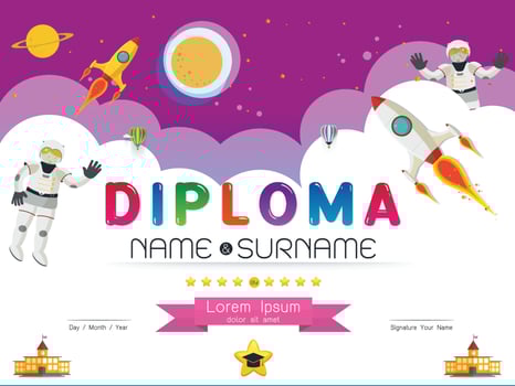 Cartoon space diploma design vector