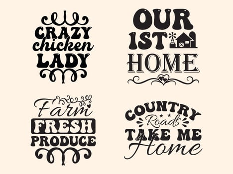 Farm house svg design set vector