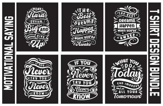 Lettering t shirt design bundle, Motivational Saying T shirt Design set, typography t shirt design bundle vector