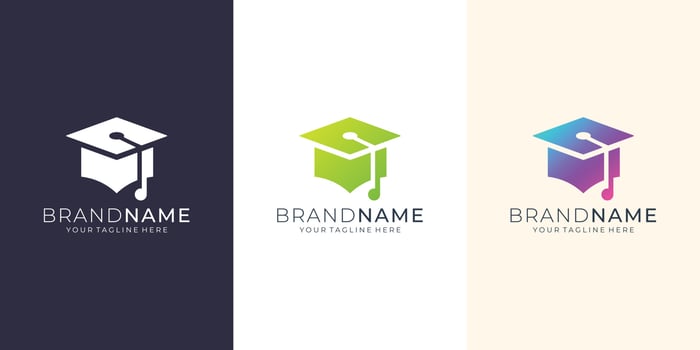 logo design of education with tech concept. icon for business company, education ,toga ,cap, graduate,gradient,technology,modern. premium vector