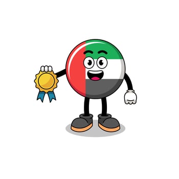 UAE flag cartoon illustration with satisfaction guaranteed medal vector