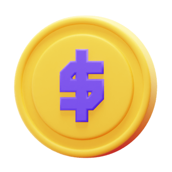3D Render Coin Dollar Currency Icon png