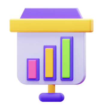 3D Render Growth Bar Graph Presentation png