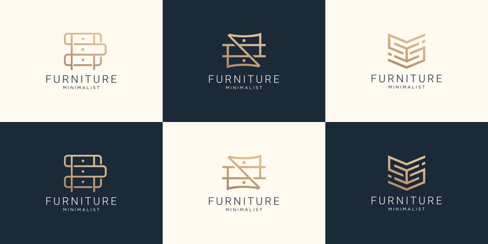 set of collection furniture line art abstract logo design. luxury minimalist design. premium vector
