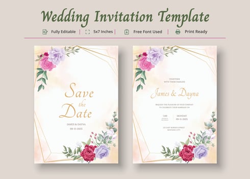 Wedding Invitation Card Template, Invitation Card Poster vector