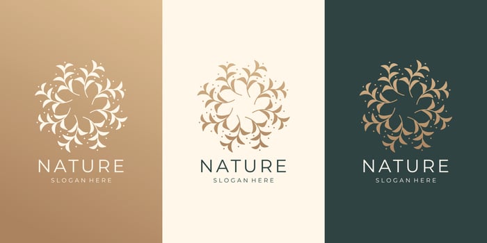 abstract luxury nature floral design.ornament circular logo set with golden color modern inspiration vector