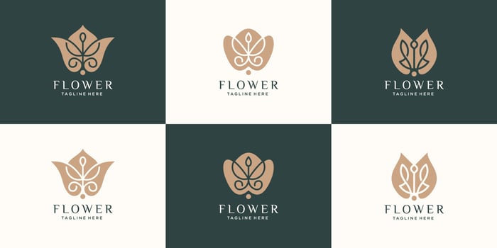 set of abstract flower rose logo template. logotype flower design inspiration. feminine beauty logo. vector