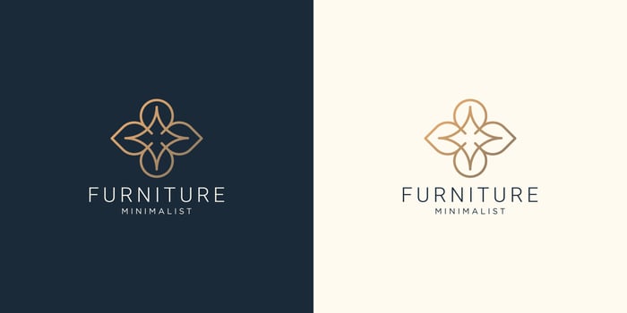 Minimalist abstract line art furniture logo design. interior, monogram, Furnishing illustration. vector