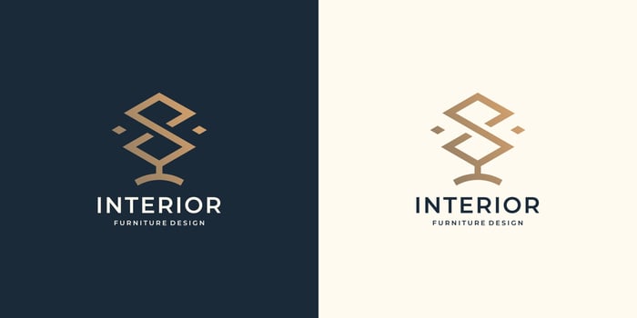 interior logo template with creative line art style. furnishing, interior style, modern design. vector