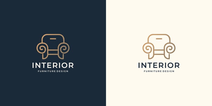 Minimalist furniture logo chair for store. logo design style,interior ,Furnishing design template. vector