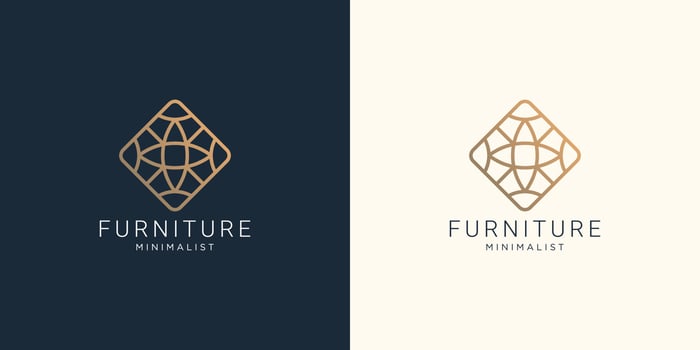 furniture line art style logo design with abstract shape concept line gold color design inspiration. vector