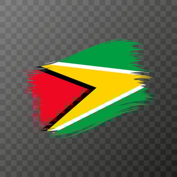 Guyana national flag. Grunge brush stroke. Vector illustration on transparent background.