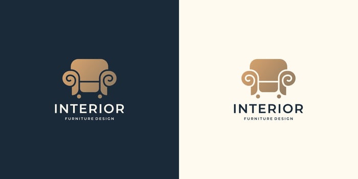 minimalist furniture logo template. luxury chair flat design style furnishing, interior, decoration. vector