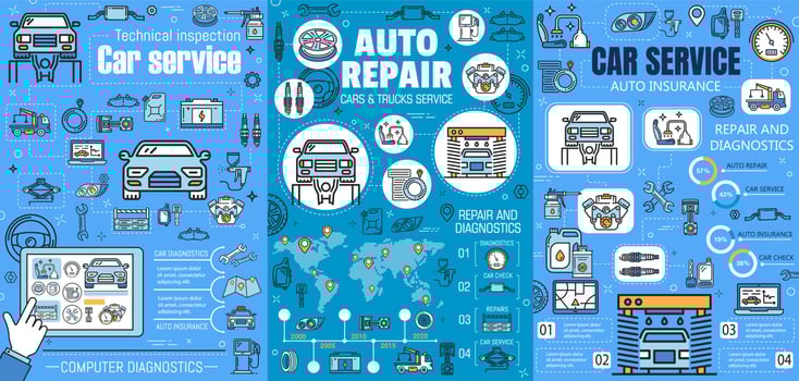 Auto repair, car mechanic maintenance service vector