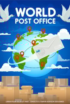 Worldwide post mail delivery, packages and parcels vector