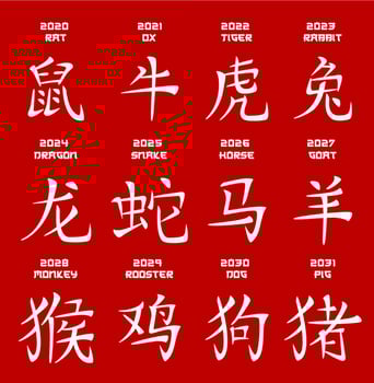Chinese calligraphy hieroglyph of horoscope vector