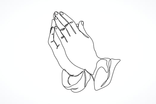 One Line Drawing of Prayer Hand vector