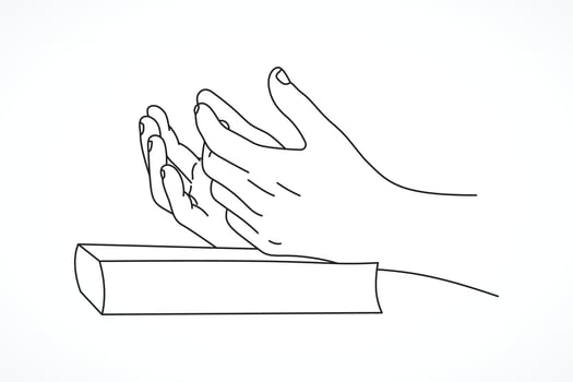 Line Drawing of Prayer Hand vector