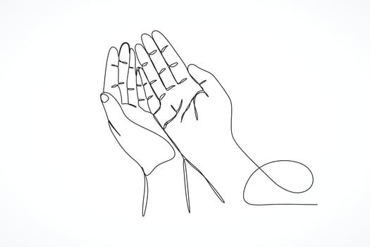 Line Drawing Prayer Hand Illustration vector