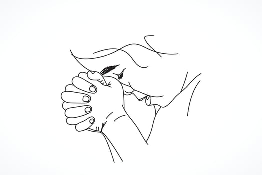 Baby Praying Hand Line Art Illustration vector