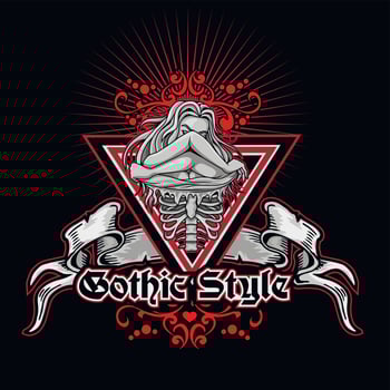 Gothic sign, skeleton girl, grunge vintage design t shirts vector