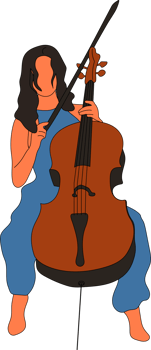 The girl plays the cello. Young woman. Cello. png